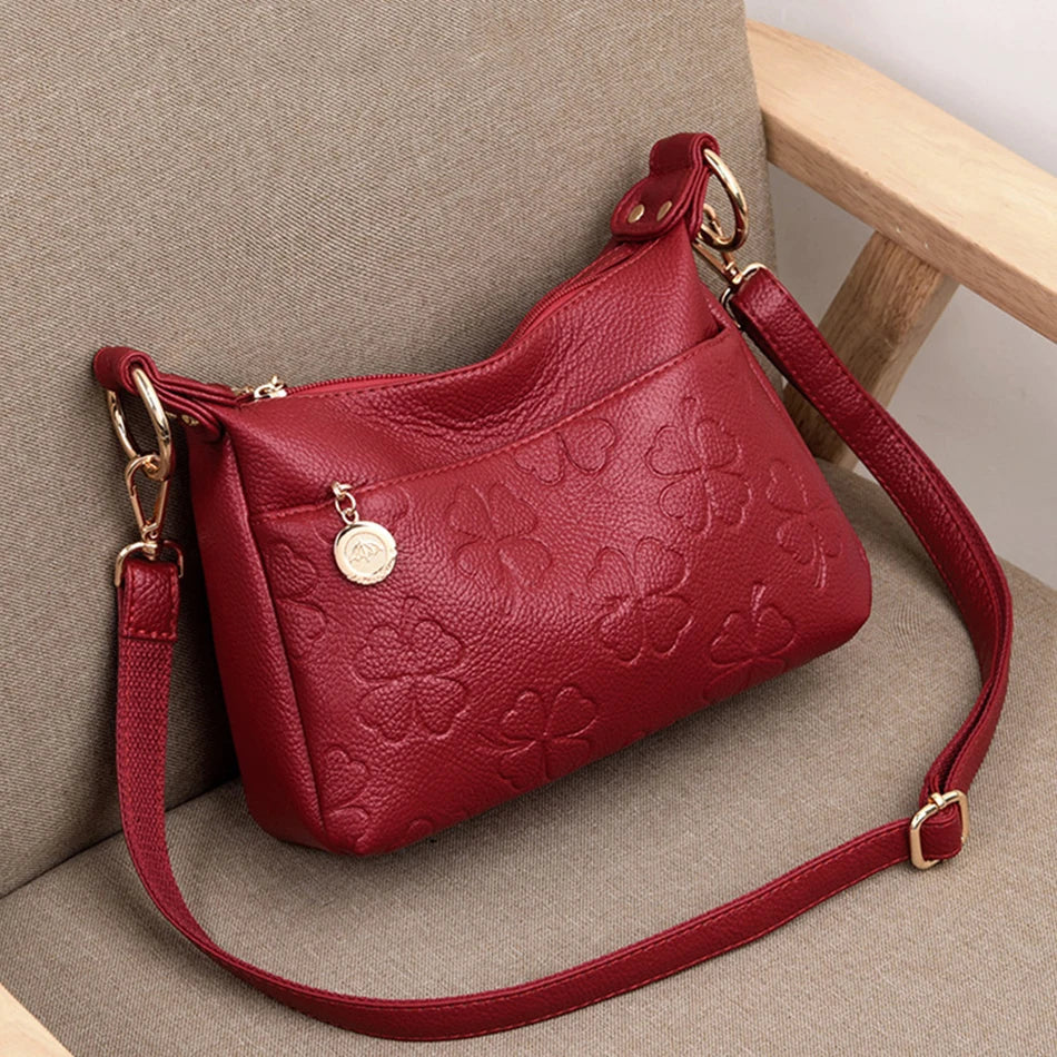 Vintage Crossbody Bag Soft Leather Messenger Handbag Women's Shoulder Purse