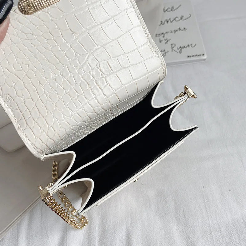 One-shoulder Crocodile Pattern Mobile Phone Bag