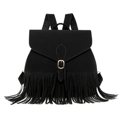 Retro Women Backpack Tassel Shoulder Bag High School Bag For Teenage Girls