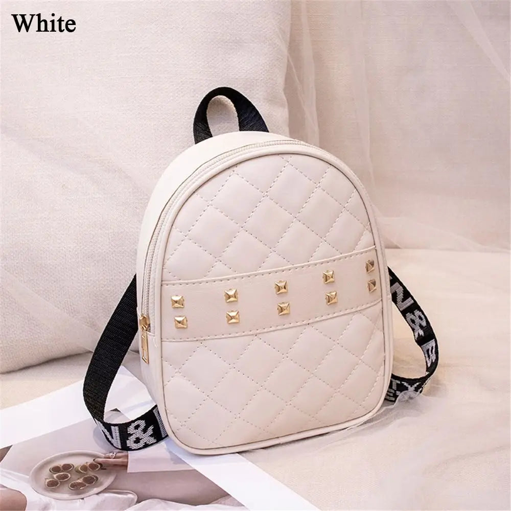 Retro Women Backpack PU Leather Mini Backpacks Multi-Function Rivets Shoulder Ba