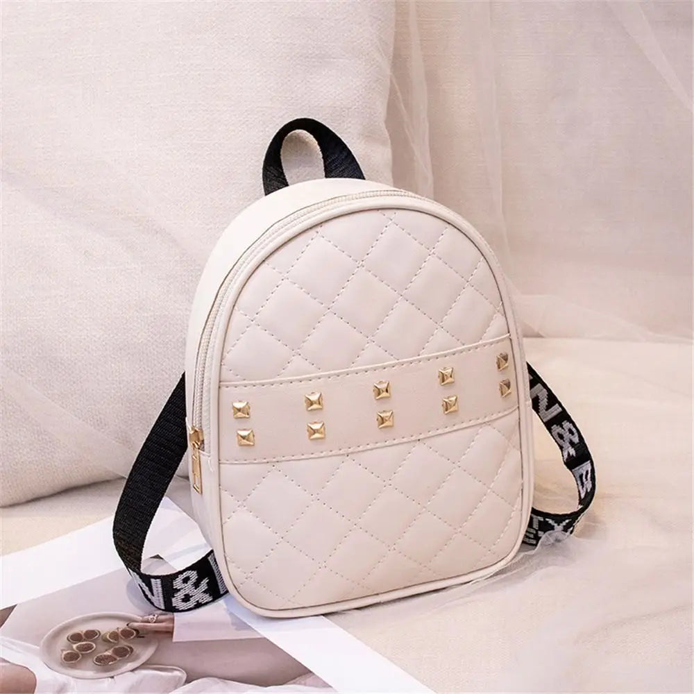 Retro Women Backpack PU Leather Mini Backpacks Multi-Function Rivets Shoulder Ba