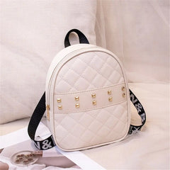 Retro Women Backpack PU Leather Mini Backpacks Multi-Function Rivets Shoulder Ba