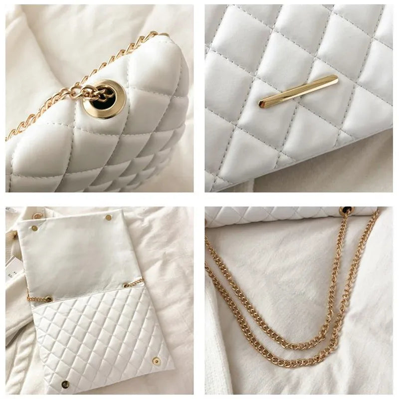 Plaid PU Leather Shoulder Bag Envelope Handbag Small Square Bag