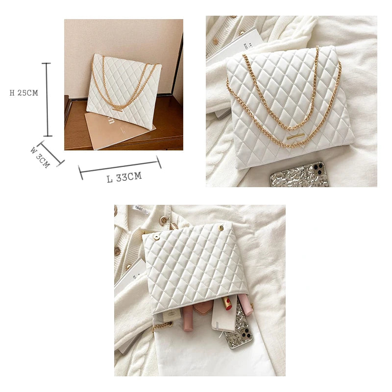 Plaid PU Leather Shoulder Bag Envelope Handbag Small Square Bag