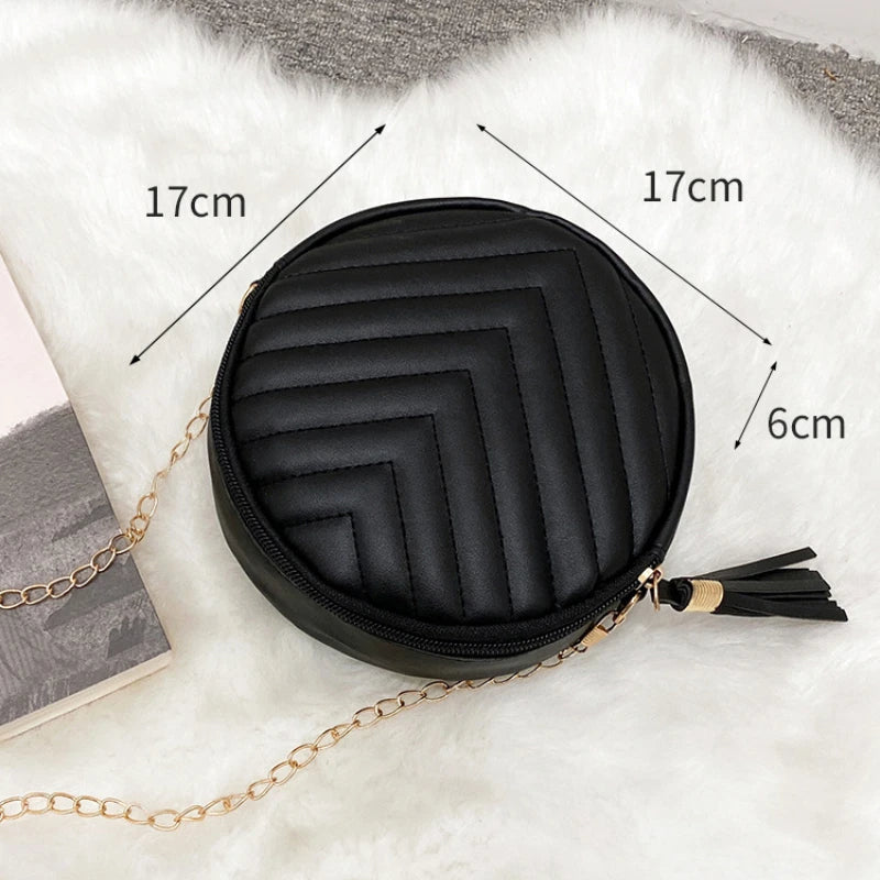 Small Round Bag Girls Crossbody Bag Retro Shoulder Bags Lady Chain Bag Purses