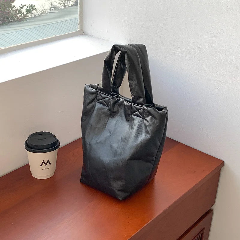 Soft Leather Bucket Bag for Women Solid Wallet Shoulder Handbag