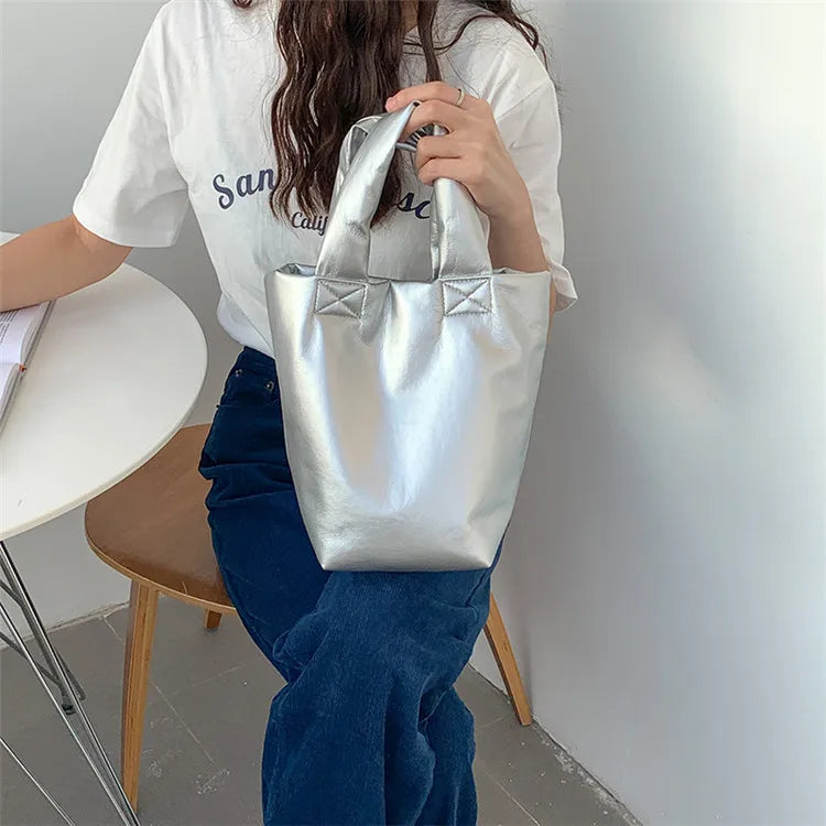 Soft Leather Bucket Bag for Women Solid Wallet Shoulder Handbag