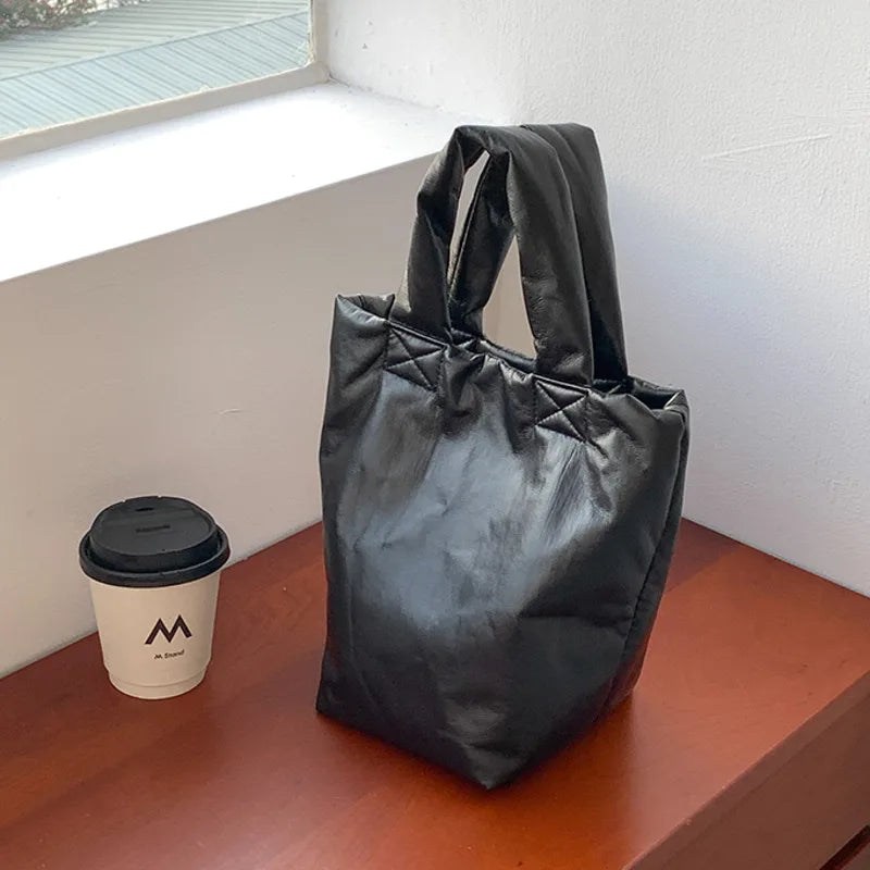 Soft Leather Bucket Bag for Women Solid Wallet Shoulder Handbag