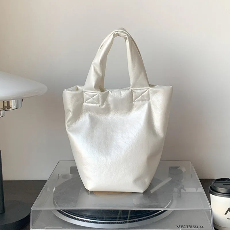 Soft Leather Bucket Bag for Women Solid Wallet Shoulder Handbag