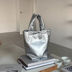 Soft Leather Bucket Bag for Women Solid Wallet Shoulder Handbag