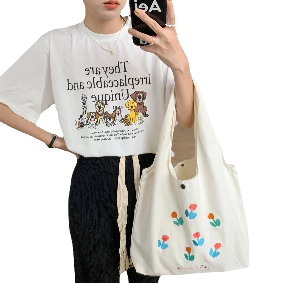 Spring Autumn Canvas Shoulder Bags for Women Casual Style