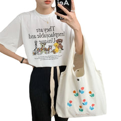 Spring Autumn Canvas Shoulder Bags for Women Casual Style