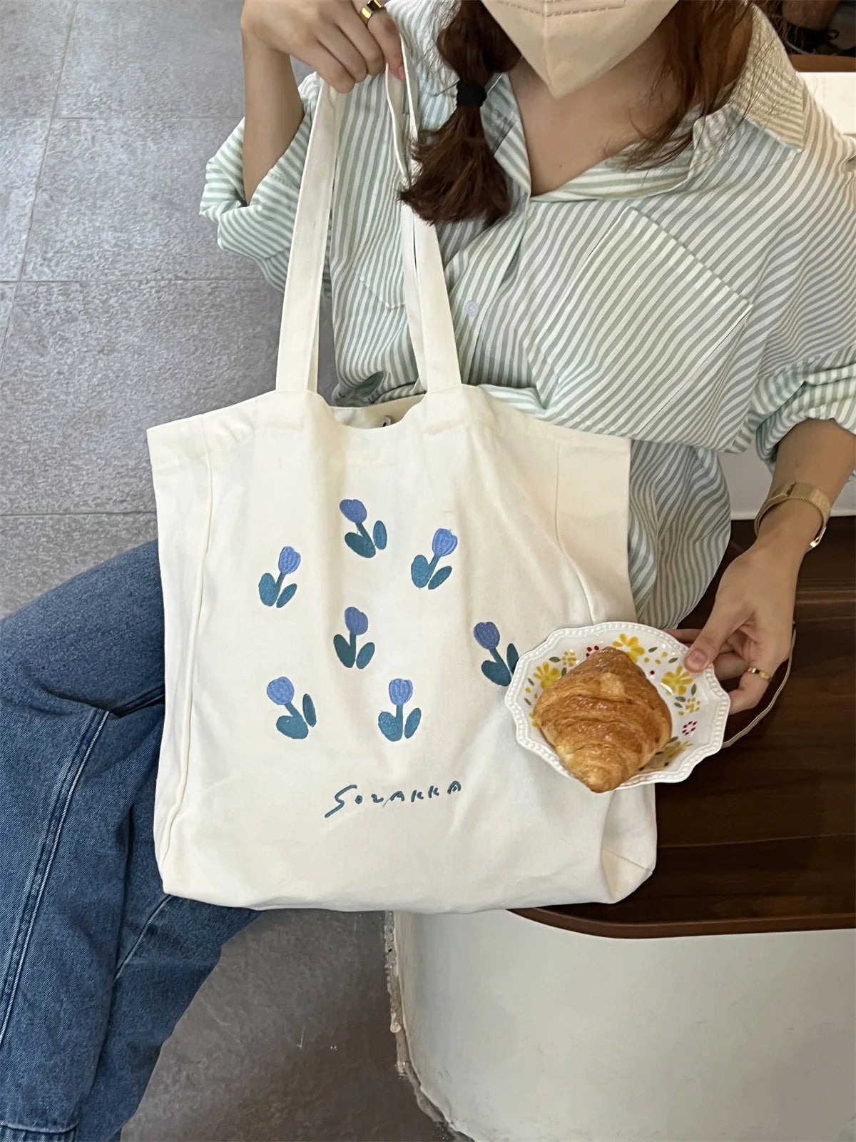 Spring Autumn Canvas Shoulder Bags for Women Casual Style