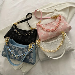 Spring Autum Women Shoulder Bags Print Handbag Pu Leather Casual Underarm Totes