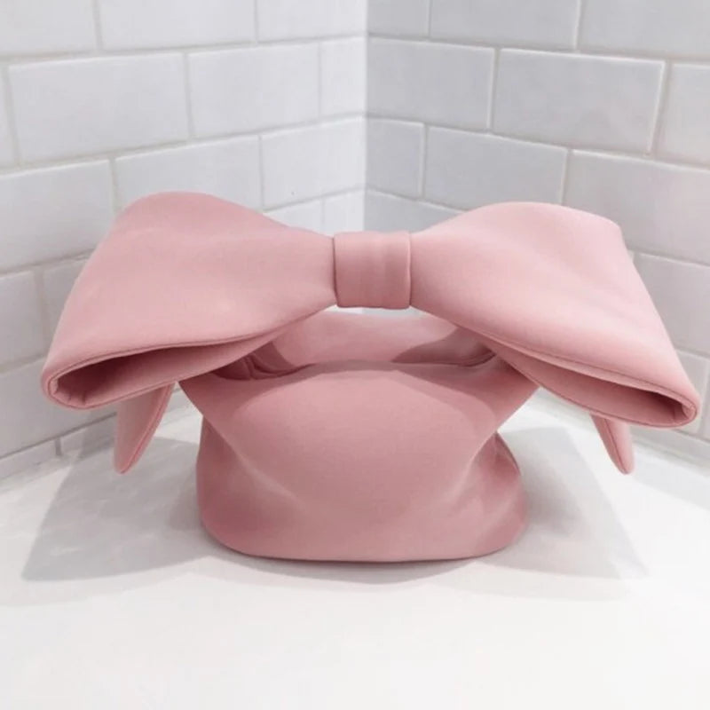 Spring Summer Pink Spliced Bow Handbag Evening Clutch Bags
