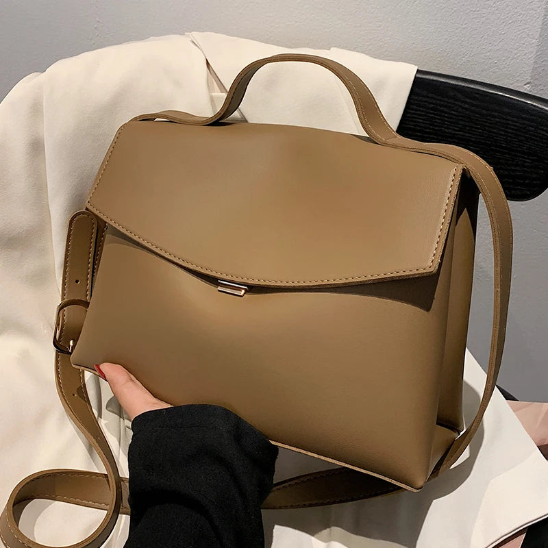 Spring Vintage Large Tote Bag PU Leather Handbag Classic Shoulder Messenger