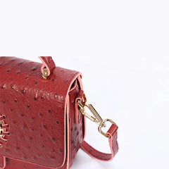 Women Ostrich Pattern Cowhide Shoulder Bag Leather Crossbody Bags