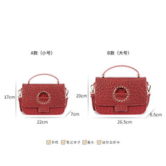 Women Ostrich Pattern Cowhide Shoulder Bag Leather Crossbody Bags