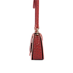 Women Ostrich Pattern Cowhide Shoulder Bag Leather Crossbody Bags