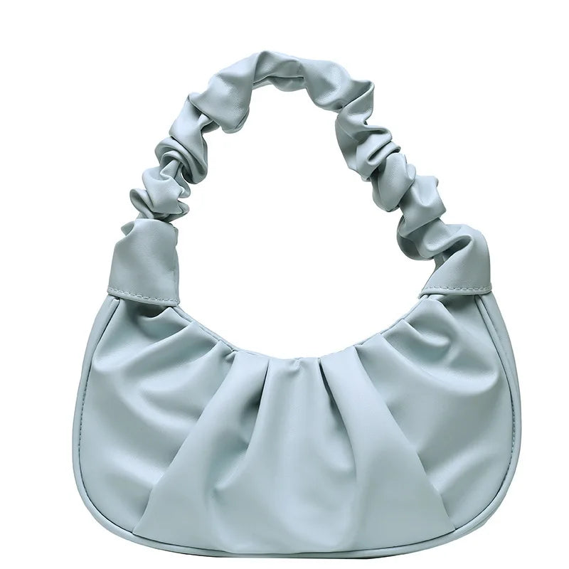Summer Pleated Handlebags For Women Pu Cloud Bags Leisure Bag