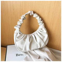 Summer Pleated Handlebags For Women Pu Cloud Bags Leisure Bag