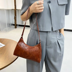 Vintage Shoulder Underarm Bag PU Leather Female Daily Casual Handbag