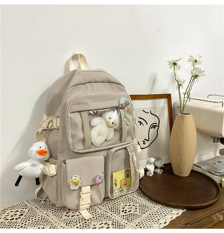 Waterproof Nylon Women Backpack Big Capacity Lady School Bag