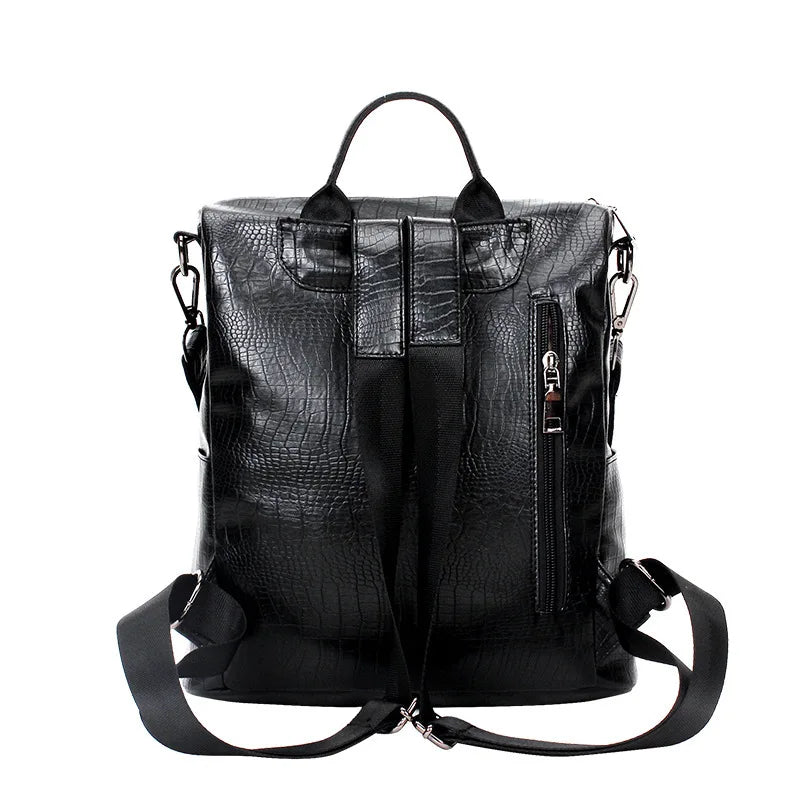 Women Backpacks Leather Rivet Student School Bag