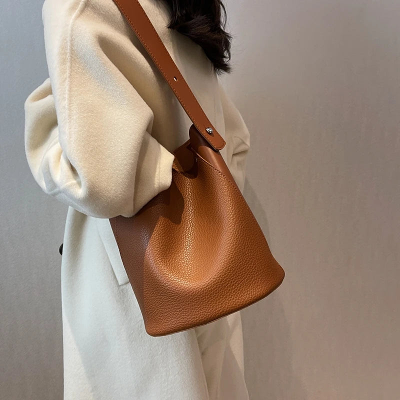 Women Shoulder Bags PU Leather Daily Bucket Fashionable Multi-function
