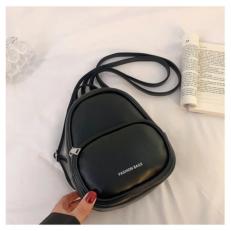 Women Leather Backpack Printed Letters Travel Bags Mini Women Backpack