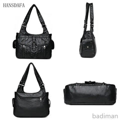Soft Large Capacity Leather Tote Bags High Female Shoulder Bags