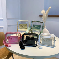 Women Shoulder Bag PVC Transparent Crossbody Handbag Purse Messenger Bag Set