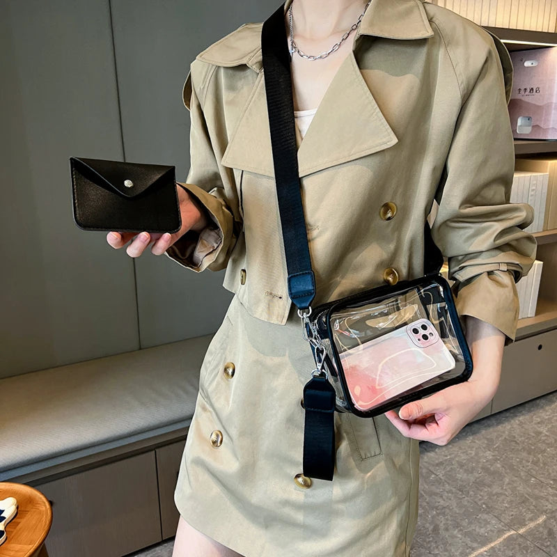 Women Shoulder Bag PVC Transparent Crossbody Handbag Purse Messenger Bag Set