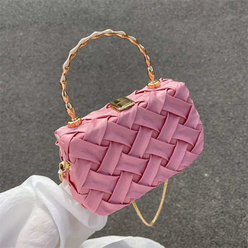 Women's Woven Chain One Shoulder Crossbody Bag Handbag Versatile Work