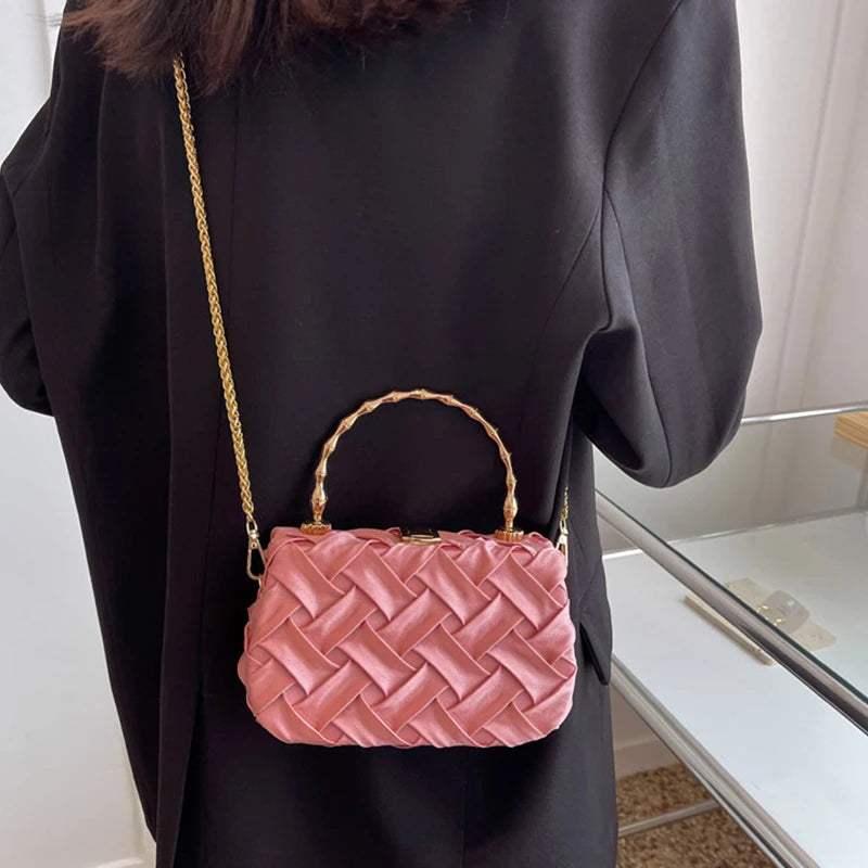 Women's Woven Chain One Shoulder Crossbody Bag Handbag Versatile Work