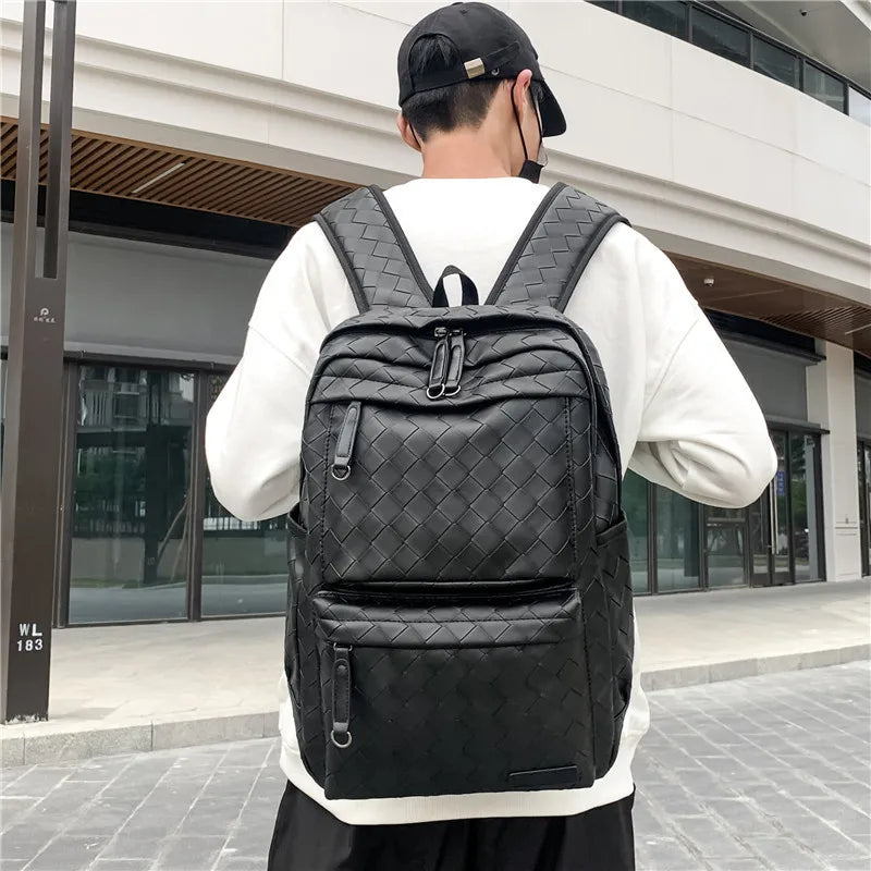 Woven Backpack Leisure Travel Large Capacity Men's School Bag