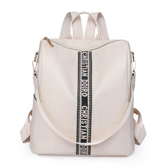 PU Ladies Strap Shoulder Bag Large Travel Backpack Letters Backpack