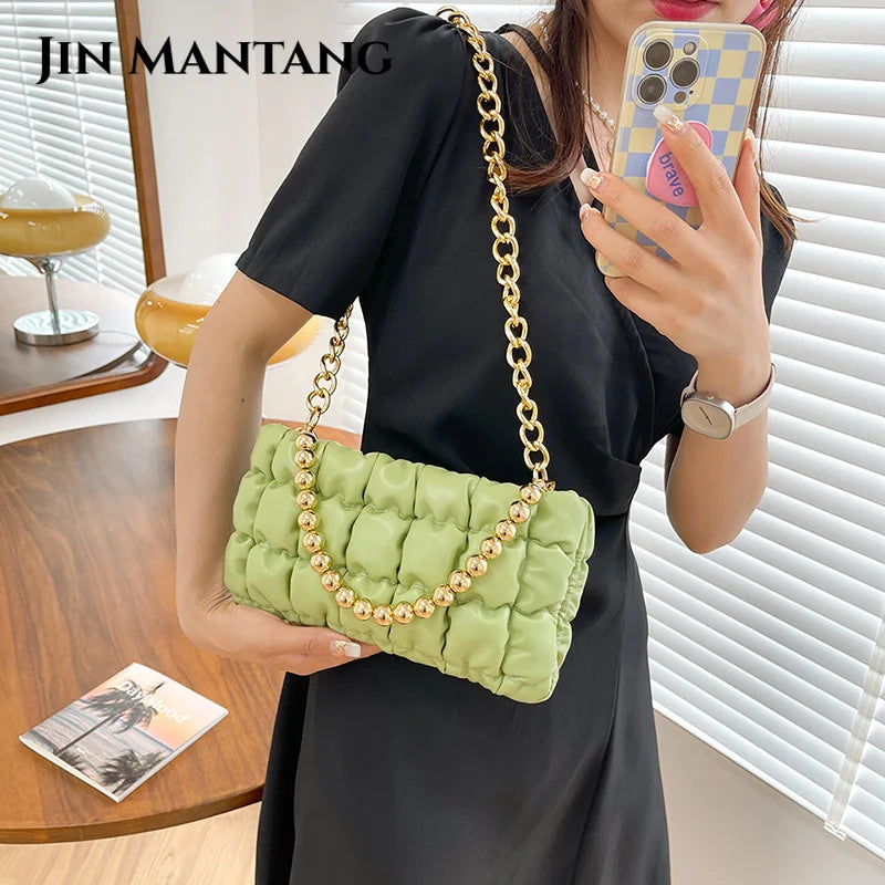 Thick Chain Small Clutch Crossbody Bag Green