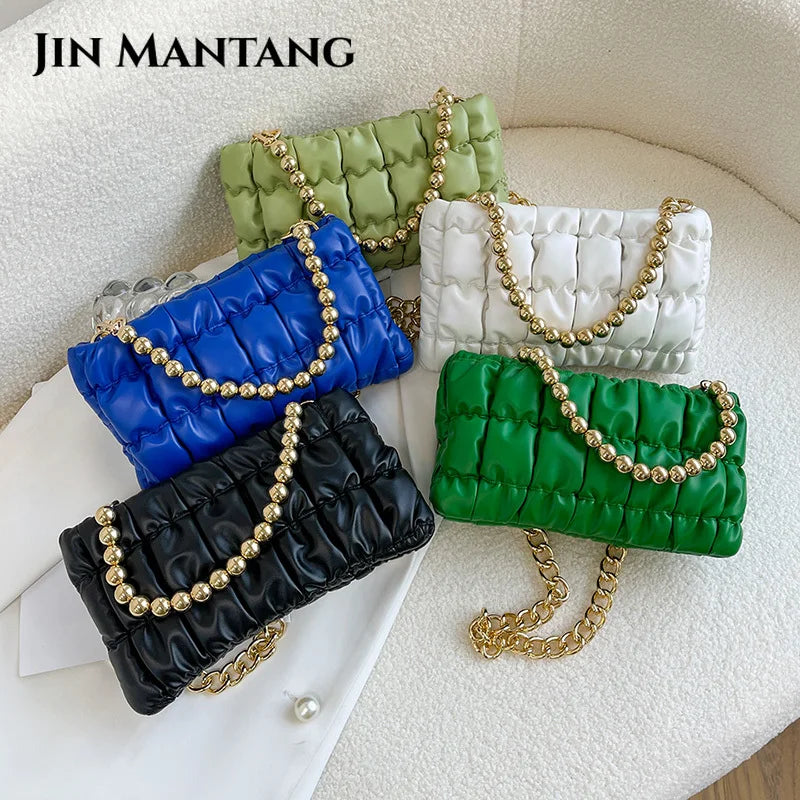 Thick Chain Small Clutch Crossbody Bag Green