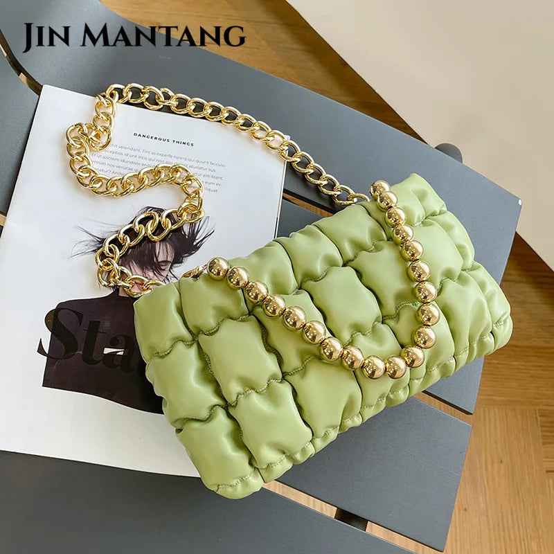 Thick Chain Small Clutch Crossbody Bag Green