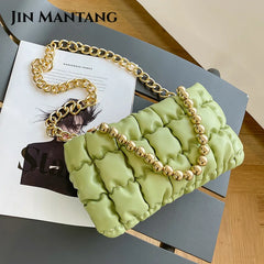 Thick Chain Small Clutch Crossbody Bag Green