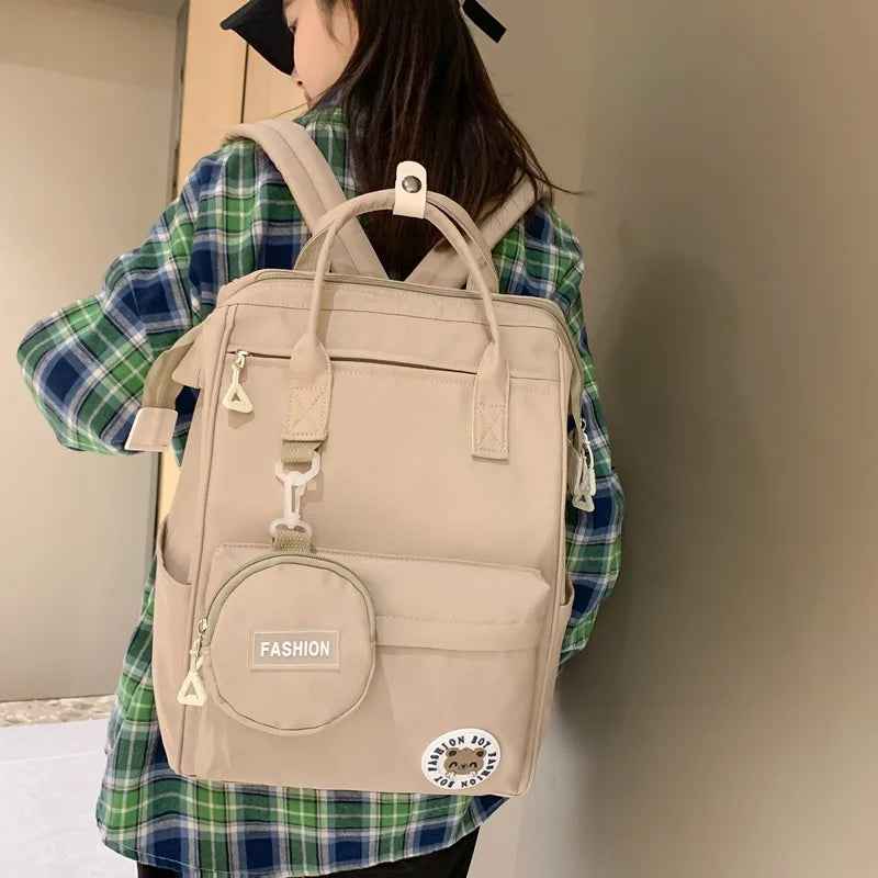 Nylon Waterproof Women School Backpacks Teenage Girls Travel Laptop Backpacks