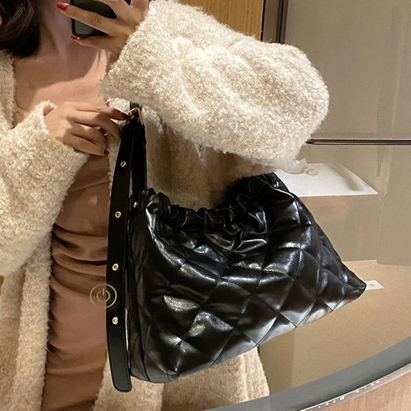 High Capacity Winter Tote Leather Handbag Women Shoulder