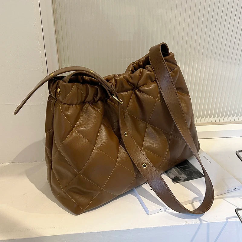 High Capacity Winter Tote Leather Handbag Women Shoulder