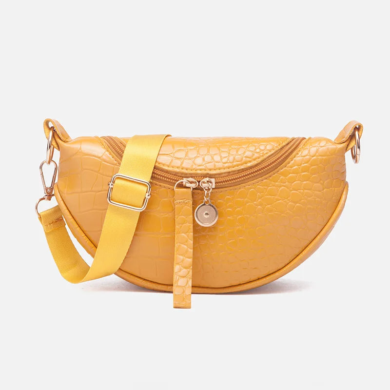 Crocodile Pattern Women's Shoulder Bag Zipper Messenger Chest Handbag