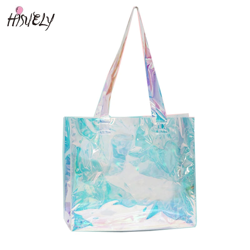 Transparent PVC Laser Holographic Tote Handbag