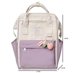 Patchwork Nylon Backpack for Women Men Girls Boys Large School Bag