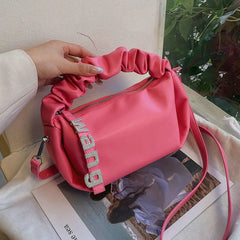 Pleated Rhinestone Bag Crystal Chain Sling Top-handle Handbag