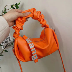 Pleated Rhinestone Bag Crystal Chain Sling Top-handle Handbag