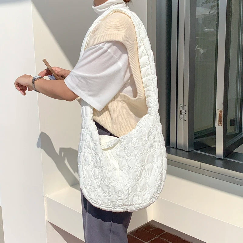 Foamflower Ladies Shoulder Bag Quilted Plicated Puff Handbags